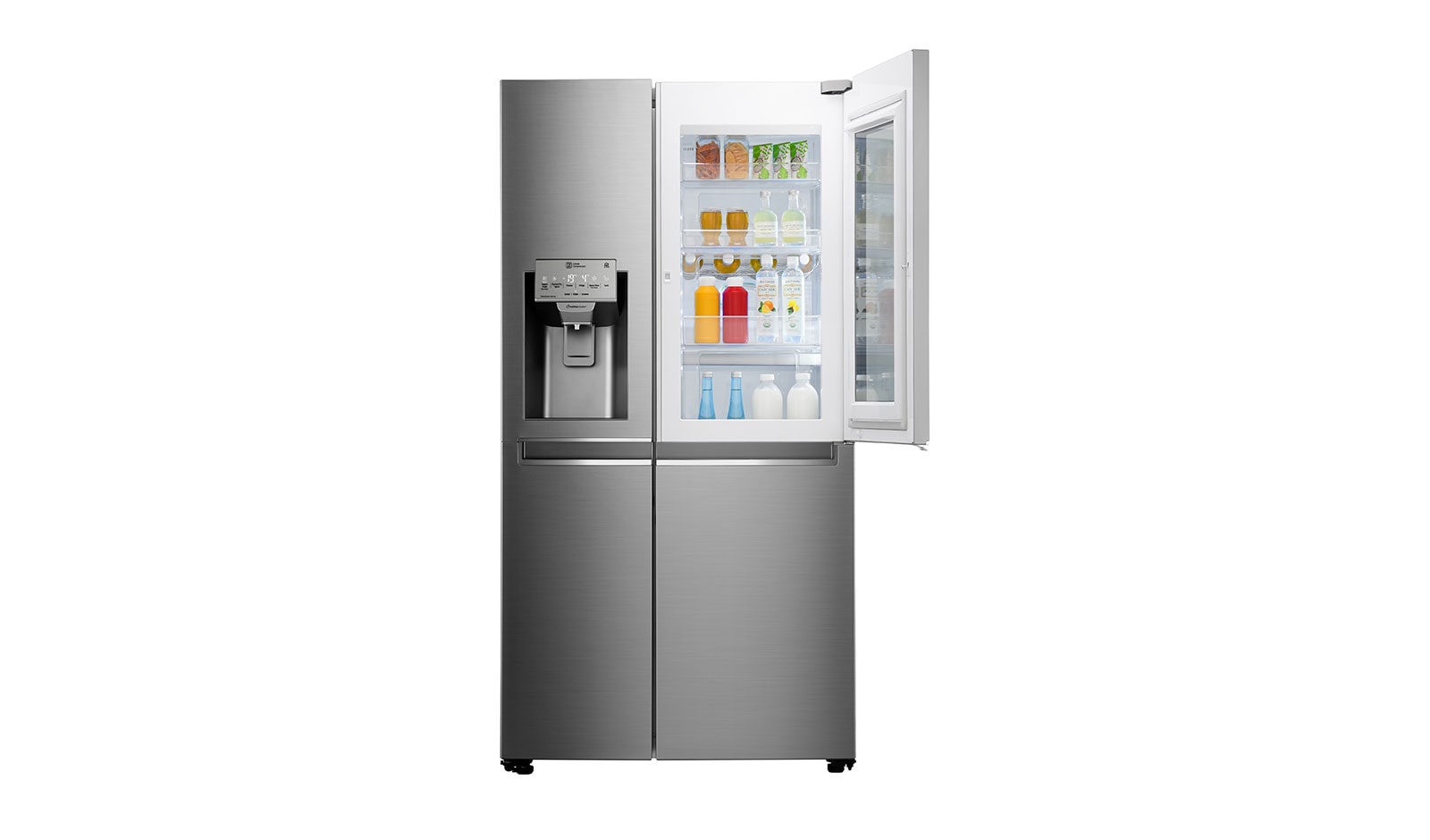LG Side-by-Side mit InstaView Door-in-Door® | Eis-, Crushed Ice- und Wasserspender | 625 Liter Kapazität | Energieeffizienzklasse F | Festwasseranschluss | Edelstahl | GSX960NEAZ, GSX960NEAZ