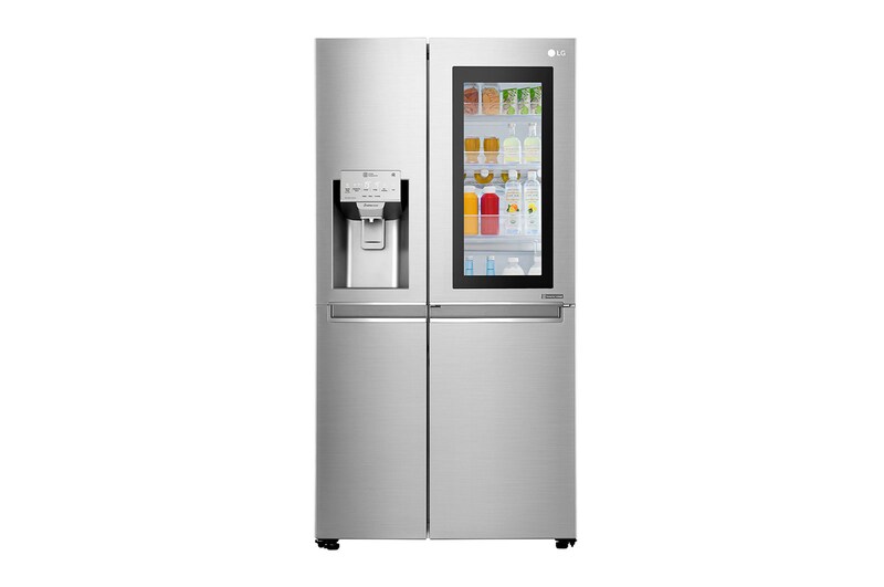 LG Side-by-Side mit InstaView Door-in-Door® | Eis-, Crushed Ice- und Wasserspender | 625 Liter Kapazität | Energieeffizienzklasse F | Festwasseranschluss | GSX960NEVZ, GSX960NEVZ