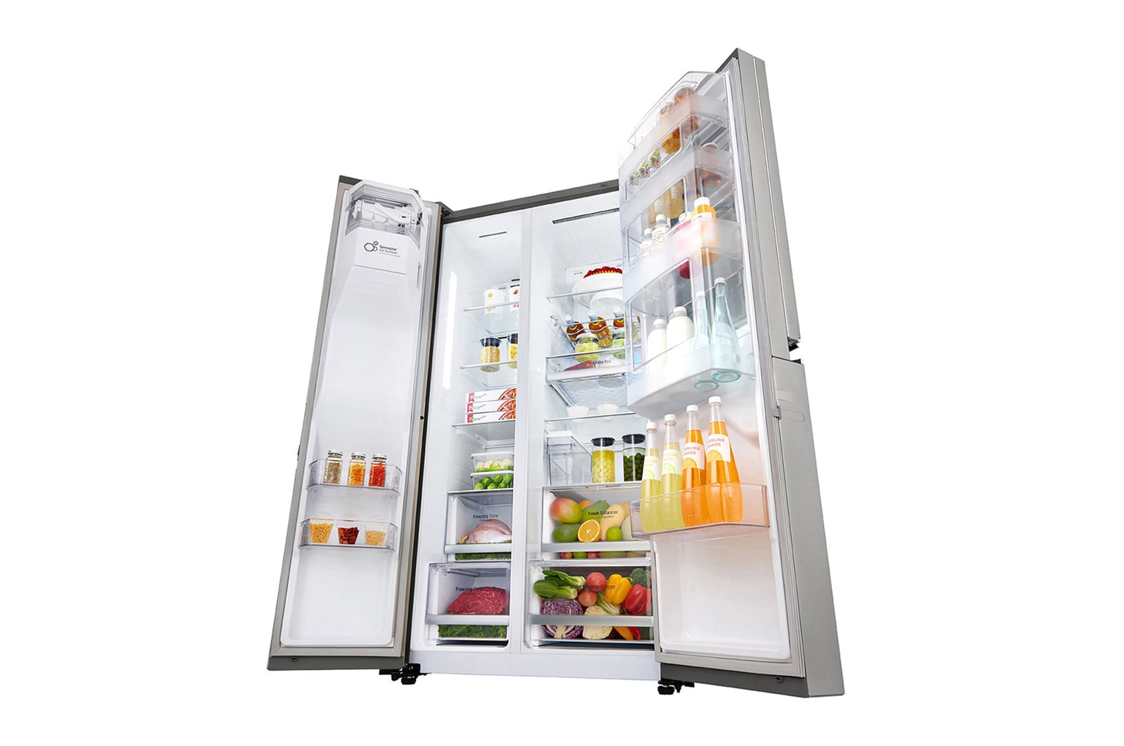 LG Side-by-Side mit InstaView Door-in-Door® | Eis-, Crushed Ice- und Wasserspender | 625 Liter Kapazität | Energieeffizienzklasse F | Festwasseranschluss | GSX960NEVZ, GSX960NEVZ