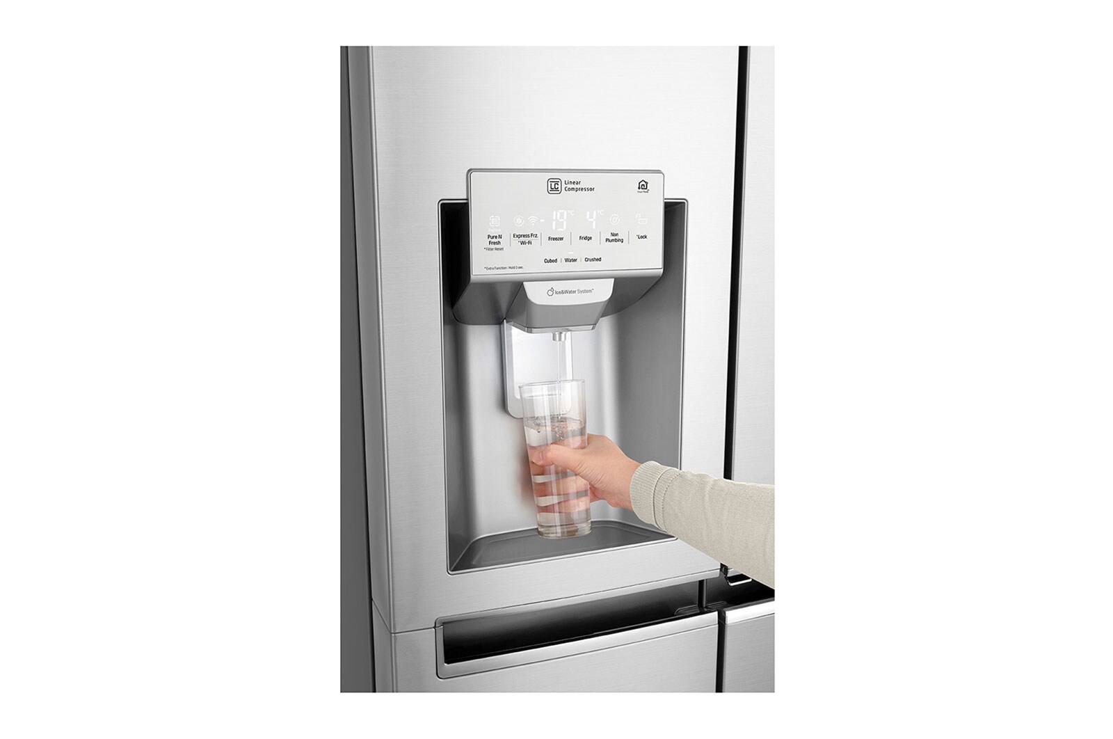 LG Side-by-Side mit InstaView Door-in-Door® | Eis-, Crushed Ice- und Wasserspender | 625 Liter Kapazität | Energieeffizienzklasse F | Festwasseranschluss | GSX960NEVZ, GSX960NEVZ