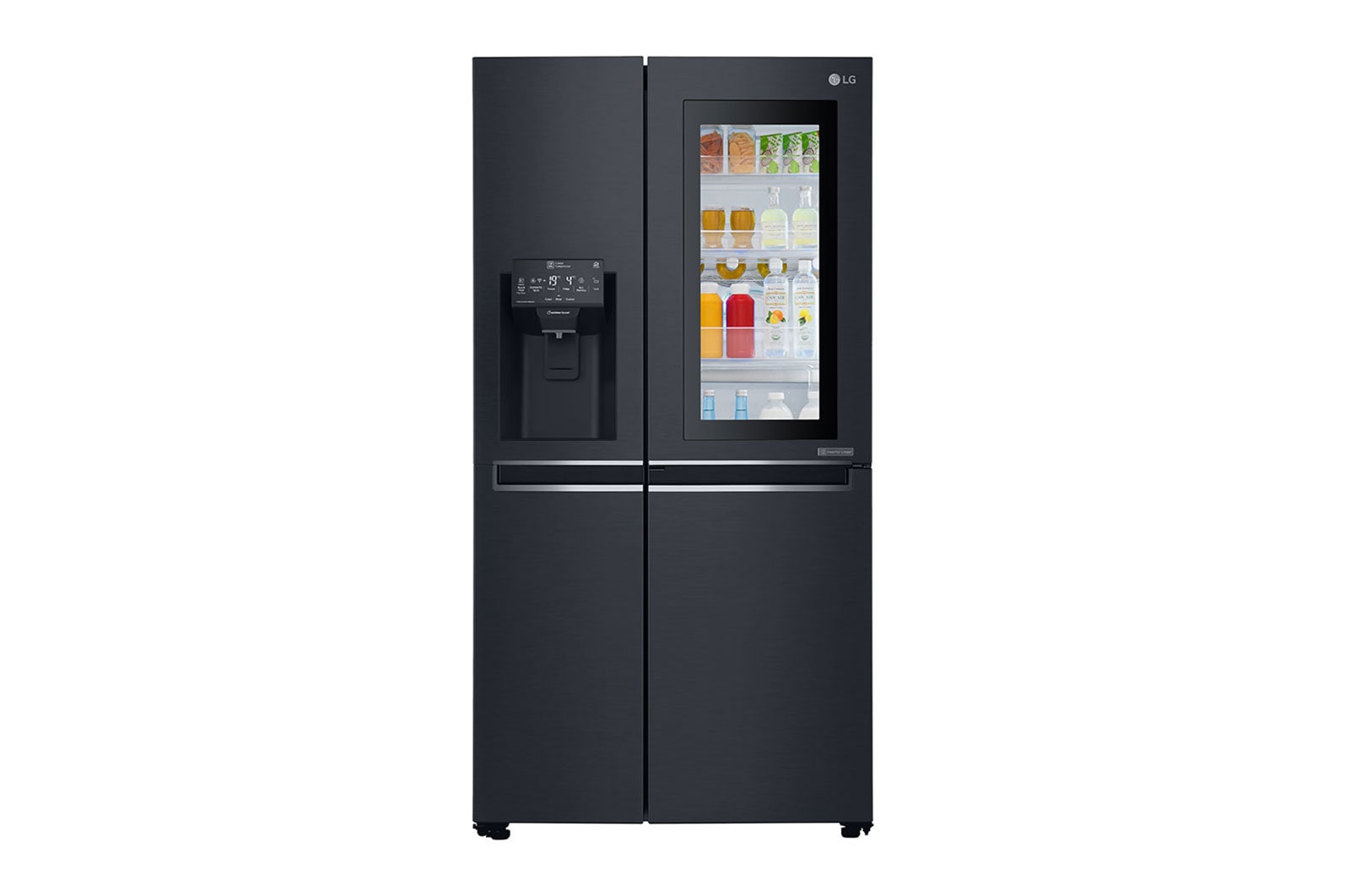 LG Side-by-Side mit InstaView Door-in-Door® | Eis-, Crushed Ice- und Wasserspender | 625 Liter Kapazität | Energieeffizienzklasse F | Interner Wassertank 4L | Matte Black | GSX961MCVZ, GSX961MCVZ