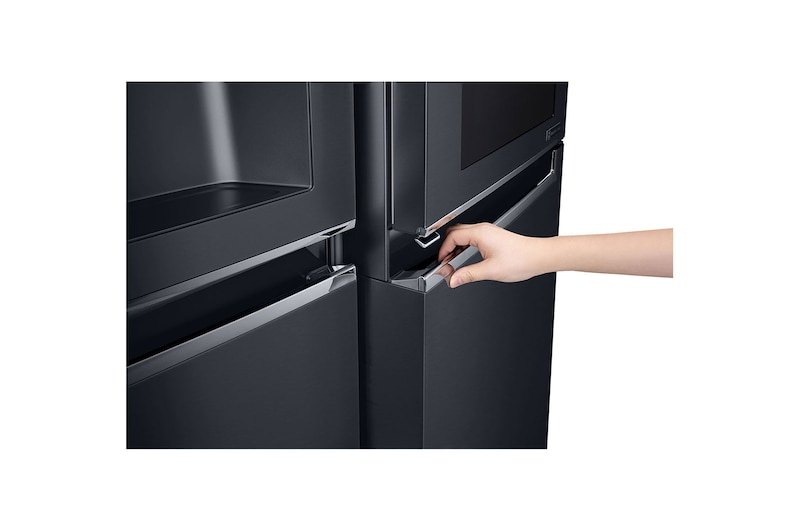 LG Side-by-Side mit InstaView Door-in-Door® | Eis-, Crushed Ice- und Wasserspender | 625 Liter Kapazität | Energieeffizienzklasse F | Interner Wassertank 4L | Matte Black | GSX961MCVZ, GSX961MCVZ