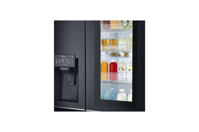 LG Side-by-Side mit InstaView Door-in-Door® | Eis-, Crushed Ice- und Wasserspender | 625 Liter Kapazität | Energieeffizienzklasse F | Interner Wassertank 4L | Matte Black | GSX961MCVZ, GSX961MCVZ