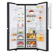 LG Side-by-Side mit InstaView Door-in-Door® | Eis-, Crushed Ice- und Wasserspender | 625 Liter Kapazität | Energieeffizienzklasse F | Interner Wassertank 4L | Matte Black | GSX961MCVZ, GSX961MCVZ
