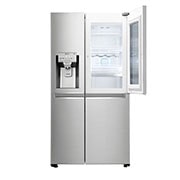 LG Side-by-Side mit InstaView Door-in-Door® | Eis-, Crushed Ice- und Wasserspender | 625 Liter Kapazität | Energieeffizienzklasse F | Interner Wassertank 4L | Edelstahl | GSX961NEAZ, GSX961NEAZ