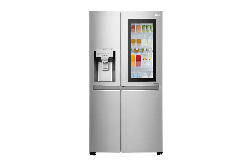 LG Side-by-Side mit InstaView Door-in-Door® | Eis-, Crushed Ice- und Wasserspender | 625 Liter Kapazität | Energieeffizienzklasse F | Interner Wassertank 4L | Edelstahl | GSX961NEVZ, GSX961NEVZ