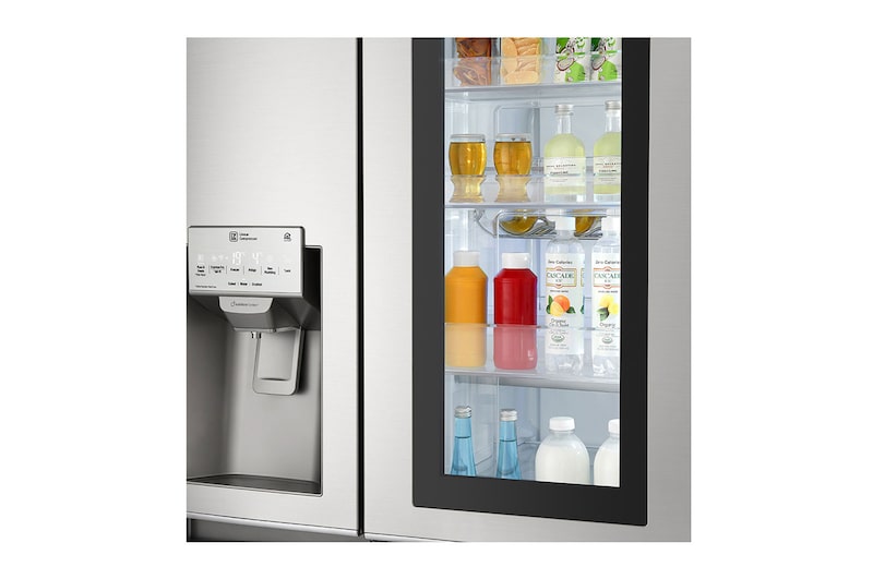LG Side-by-Side mit InstaView Door-in-Door® | Eis-, Crushed Ice- und Wasserspender | 625 Liter Kapazität | Energieeffizienzklasse F | Interner Wassertank 4L | Edelstahl | GSX961NEVZ, GSX961NEVZ