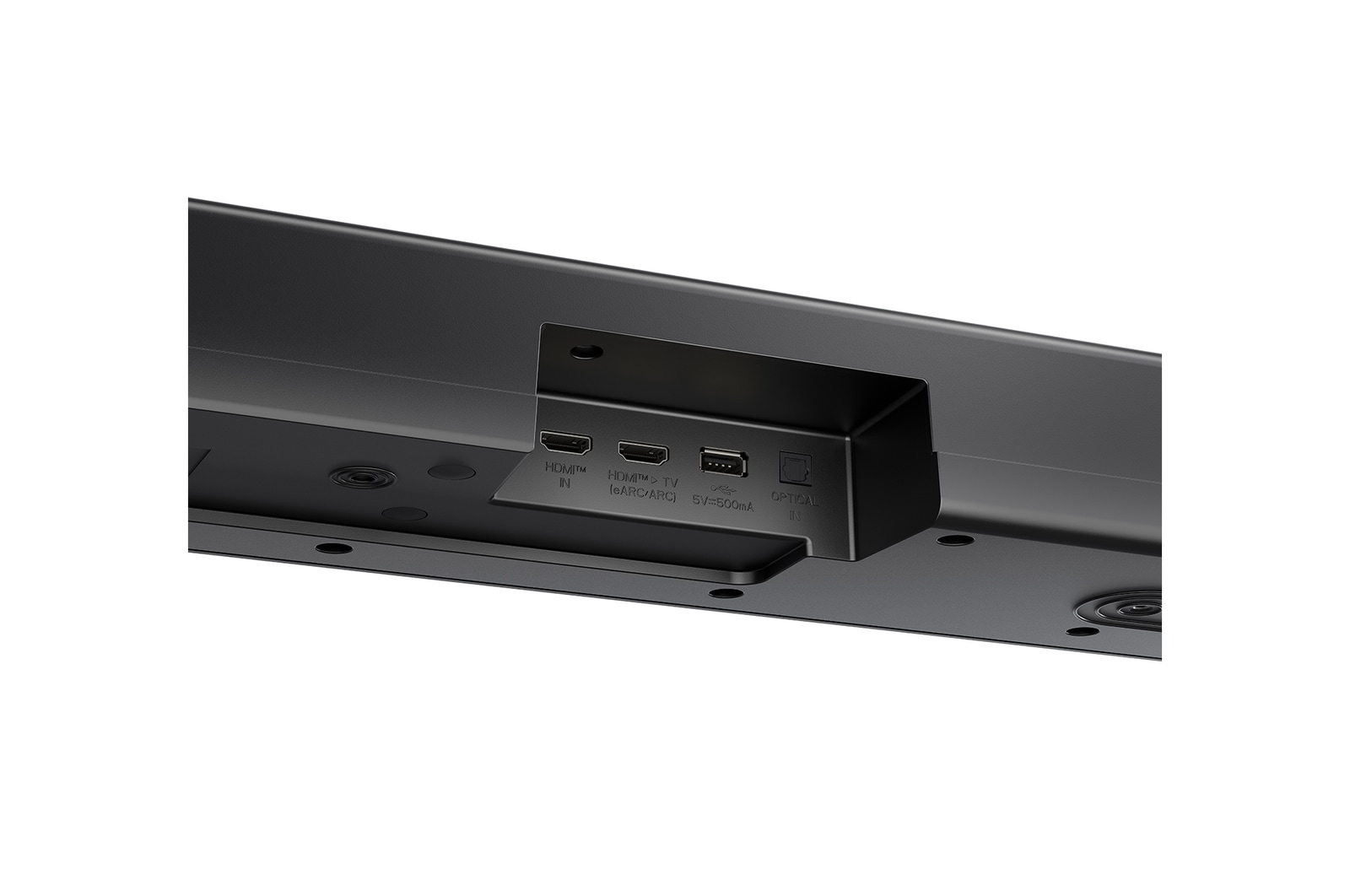 Schrägansicht der Rückseite der LG Soundbar DS70TY