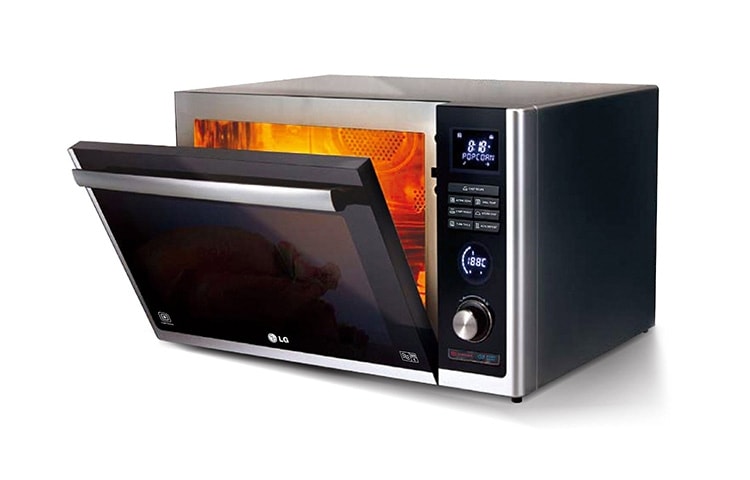 LG Lichtwellenofen mit Carbon Heizelement, Heißluft und 8 Dampfgarprogramme inkl. Dampfgarer-Set, MJ3281BCS