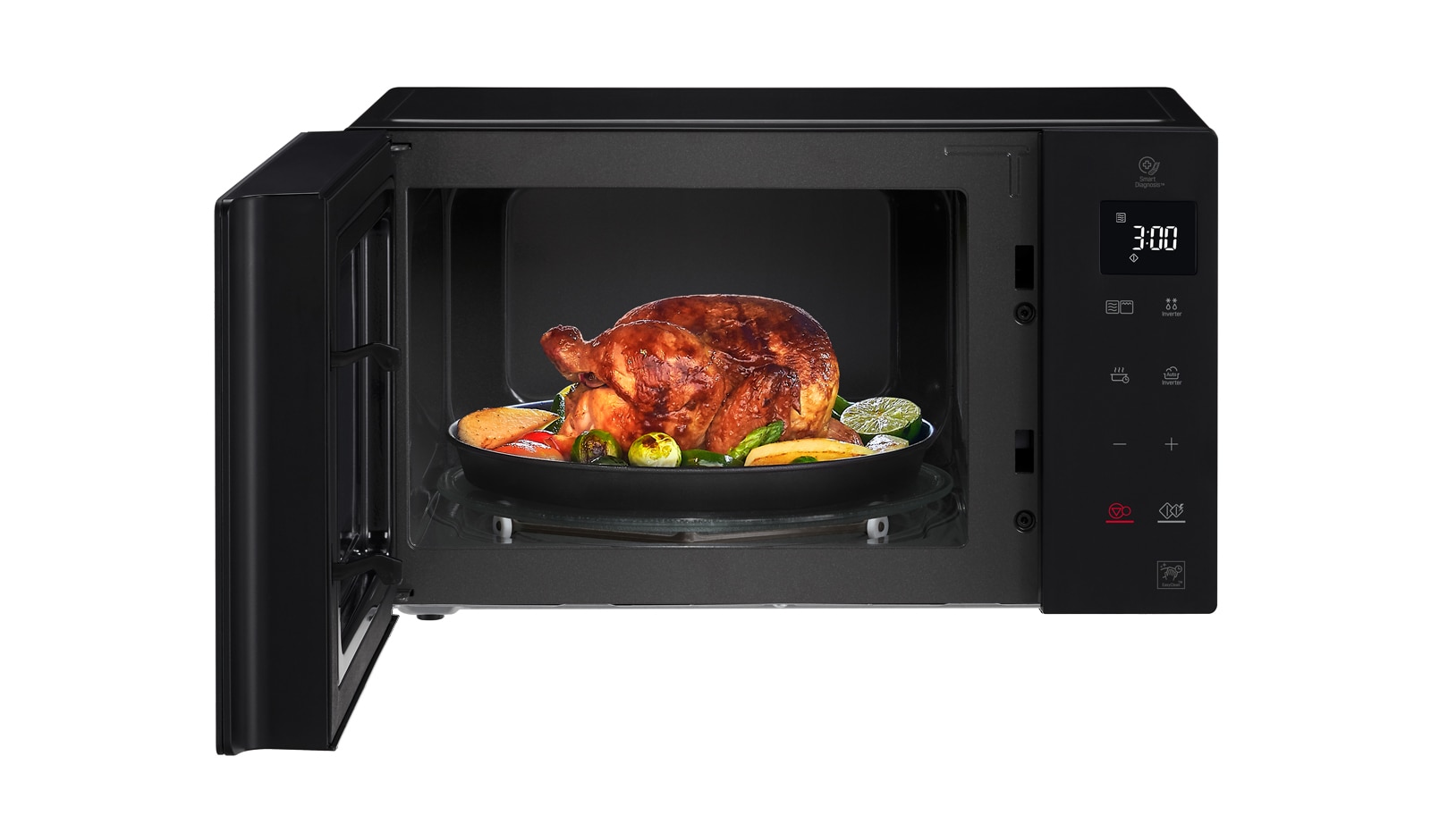 LG Mikrowelle Schwarz (25 L, 1000 Watt) mit Quarzgrill, Smart Inverter Technologie & EasyClean | MH6535GIS, MH6535GIS