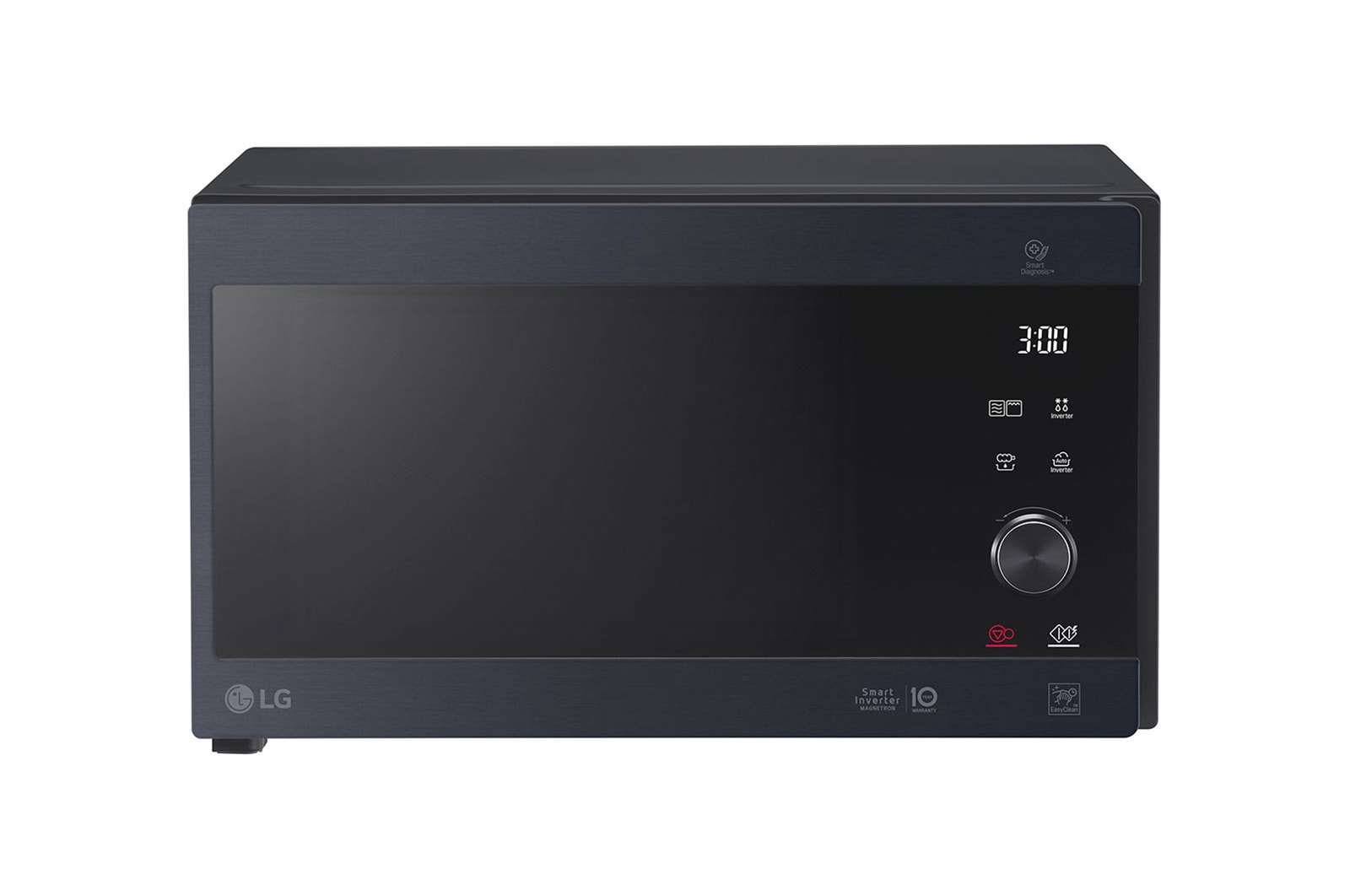 Vorderseite von Mikrowelle Schwarz (25 L, 1000 Watt) mit Quarzgrill, Smart Inverter Technologie & EasyClean | MH6565CPB