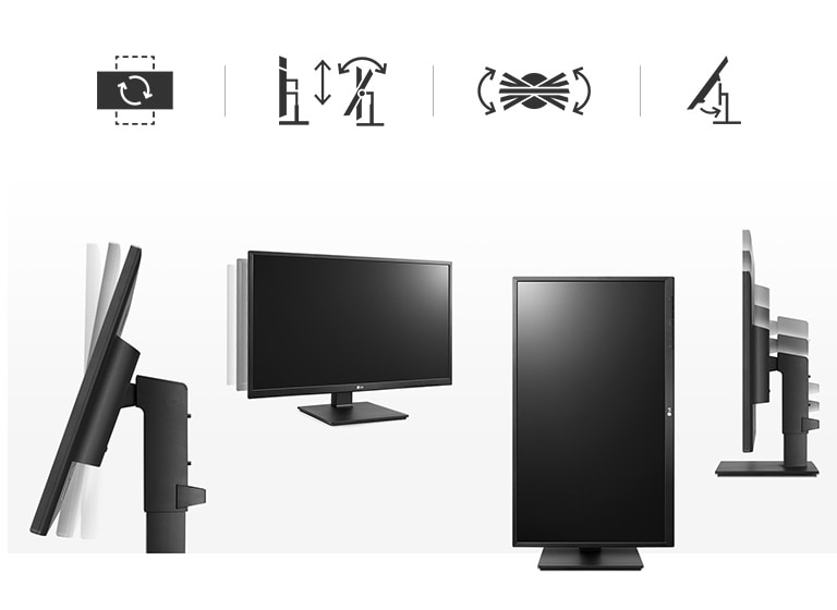 Ergonomische Merkmale – höhenverstellbar, neigbar, drehbar, schwenkbar – sowie die One-Click-Installation des Standfußes