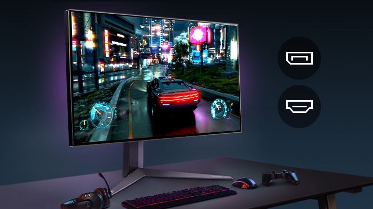 Der Monitor zeigt bewegte Bilder in hoher Qualität mit 144 Hz über DP- und HDMI-Verbindung an.