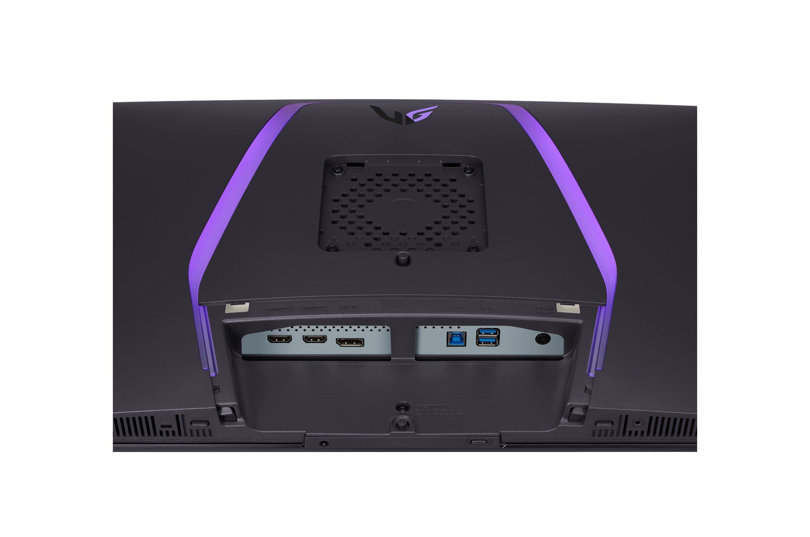 close-up view of ports with lights on