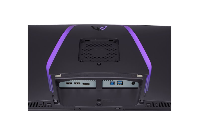 close-up view of ports with lights on