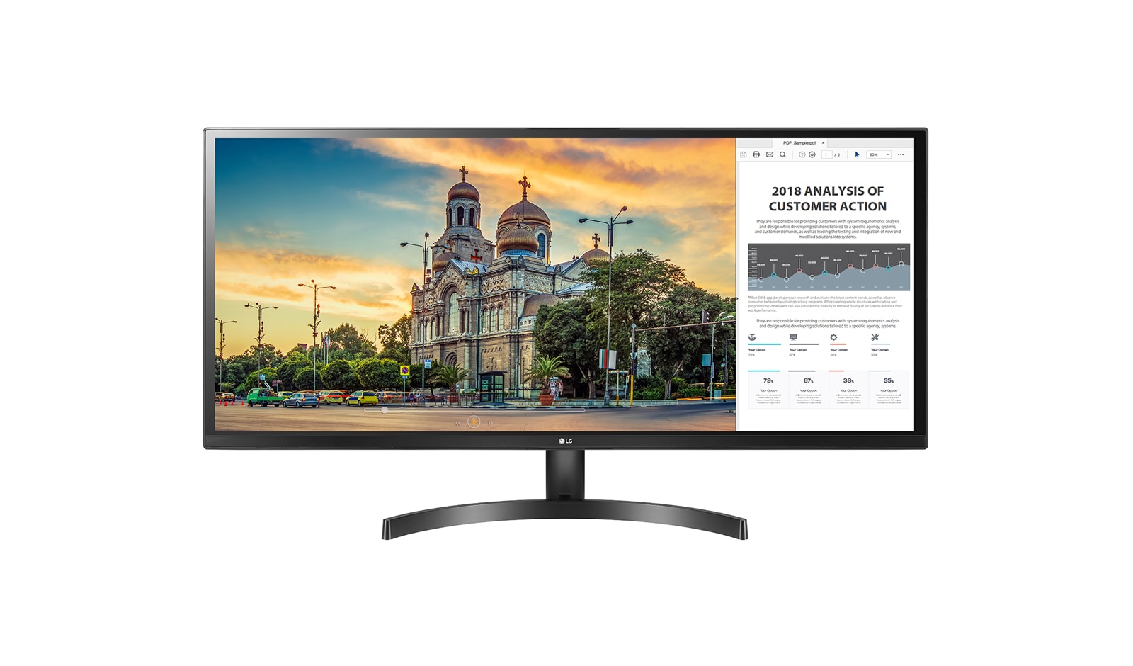LG 34" IPS 21:9 UltraWide™ FHD Monitor, 34WK500-P
