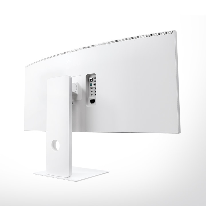 Rückansicht des UltraFine Monitors in Weiß