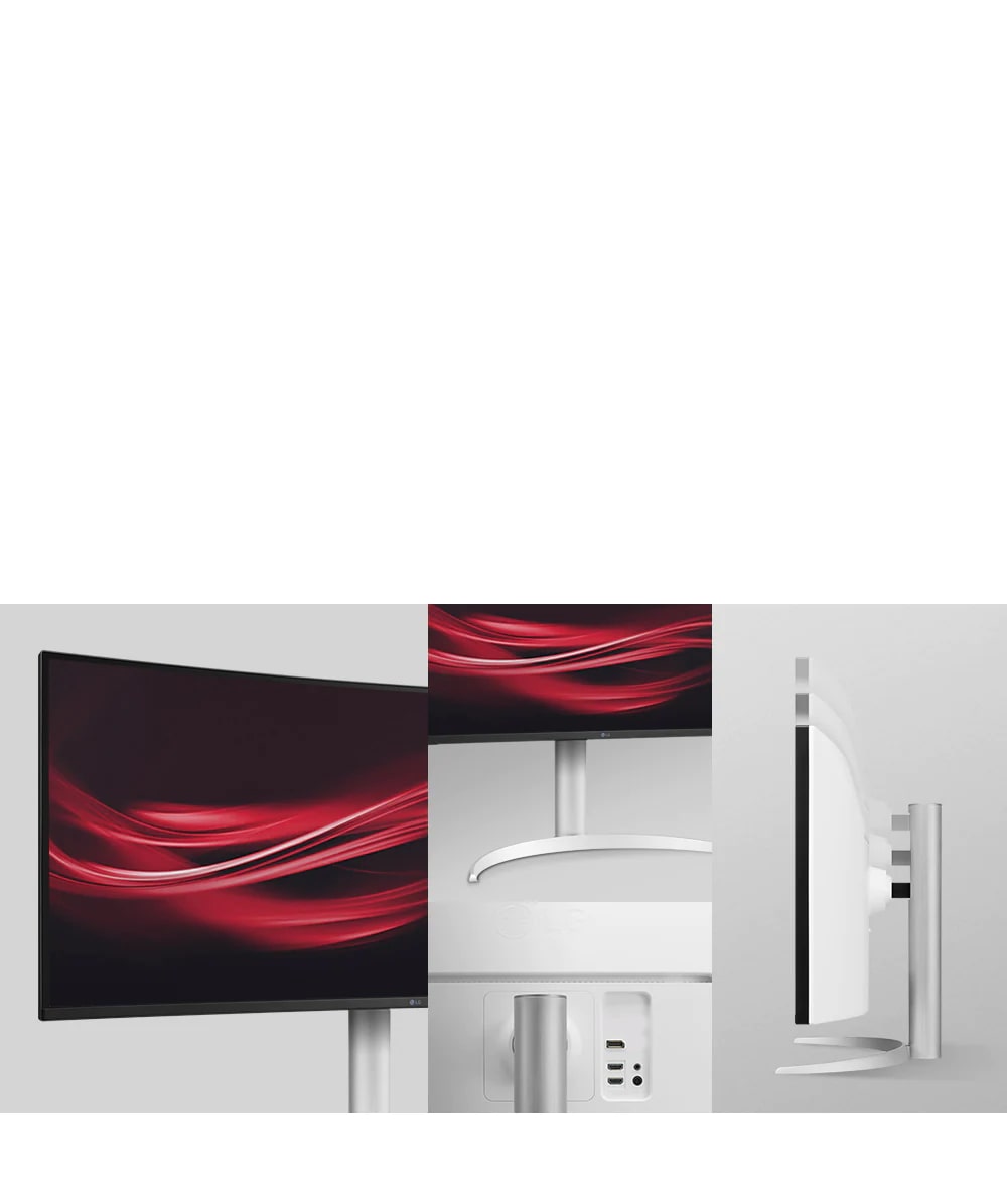 Ergonomisches Design dank One-Click-Standfuß mit Funktionen zur Neigung, Drehung und Höhenverstellung.