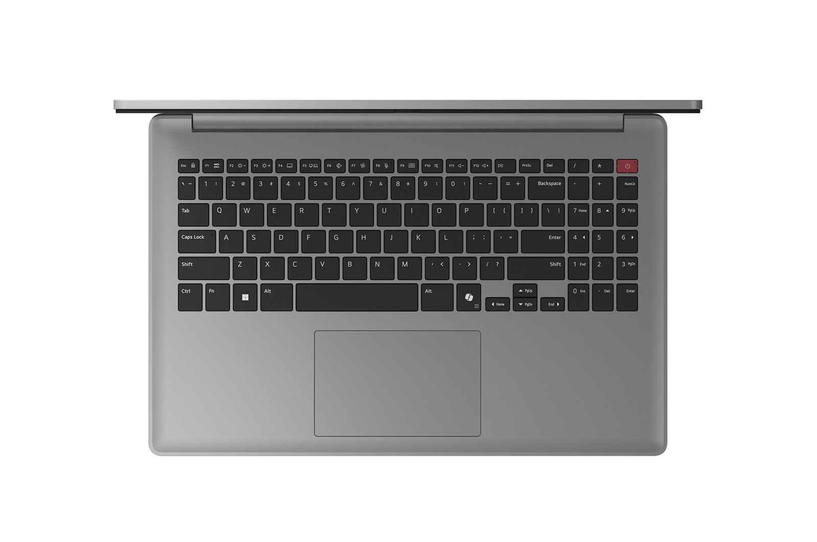 Ansicht von oben auf die Tastatur