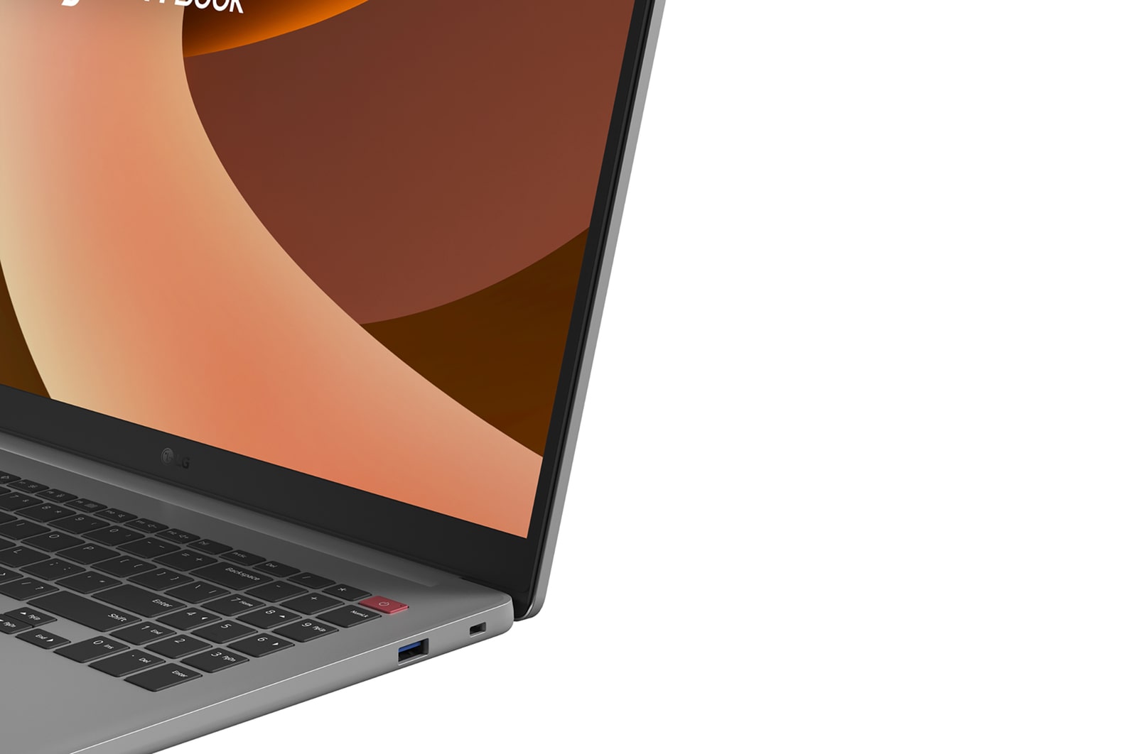 Rechte Seitenansicht mit niedrigem Winkel und geöffnetem Deckel