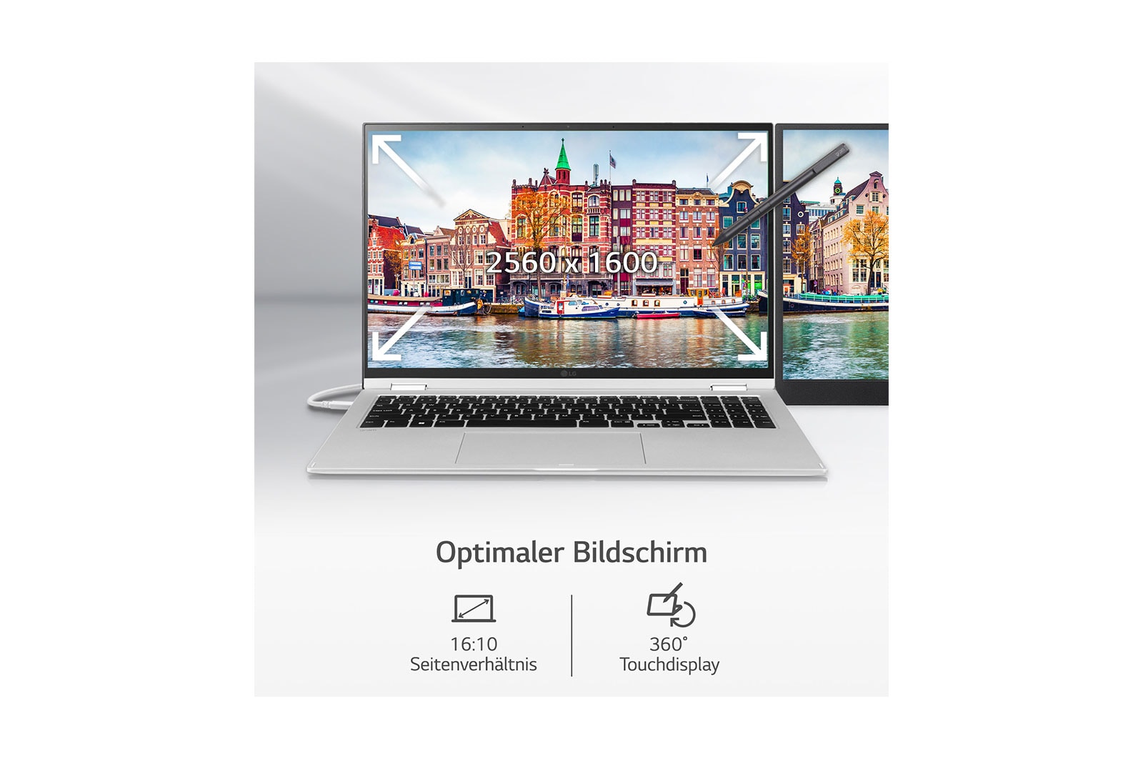 LG 16'' Convertible mit Windows 11 Home | Intel® Core™ i7 Prozessor | 16GB LPDDR5 RAM | 1TB SSD | 2in1 Notebook | 16T90Q-G.AA79G, 16T90Q-G.AA79G