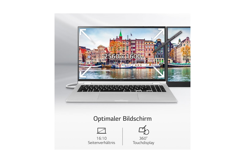 LG 16'' Convertible mit Windows 11 Home | Intel® Core™ i7 Prozessor | 16GB LPDDR5 RAM | 1TB SSD | 2in1 Notebook | 16T90Q-G.AA79G, 16T90Q-G.AA79G
