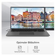 LG 17'' Notebook mit Windows 11 Home | Intel® Core™ i7 Prozessor | 16GB LPDDR5 RAM | 512GB SSD | 80-WH-Akku | 17Z90Q-G.AA76G, 17Z90Q-G.AA76G
