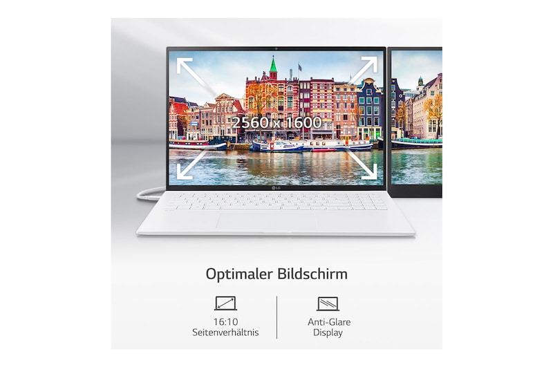 LG 17'' Notebook mit Windows 11 Home | Intel® Core™ i7 Prozessor | 16GB LPDDR5 RAM | 1TB SSD | 80-WH-Akku | 17Z90Q-G.AA77G, 17Z90Q-G.AA77G