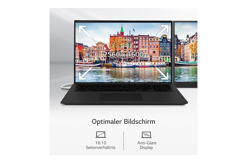 LG 17'' Notebook mit Windows 11 Home | Intel® Core™ i7 Prozessor | 16GB LPDDR5 RAM | 1TB SSD | 80-WH-Akku | 17Z90Q-G.AA78G, 17Z90Q-G.AA78G