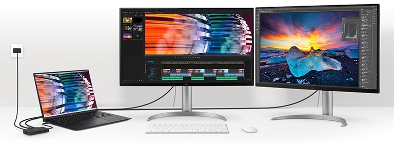 Mit dem DisplayPort und HDMI des LG UHG7 können Sie zwei Displays mit 4K UHD-Auflösung gleichzeitig anschließen.