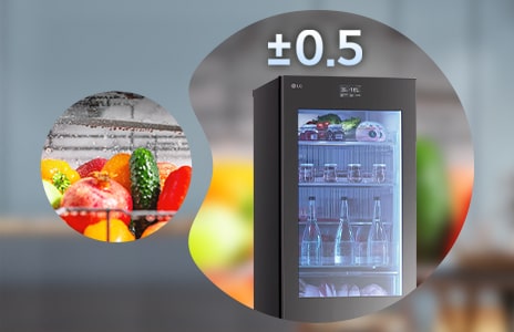 Bilder der oberen Kühlschranktür und von frischem Gemüse