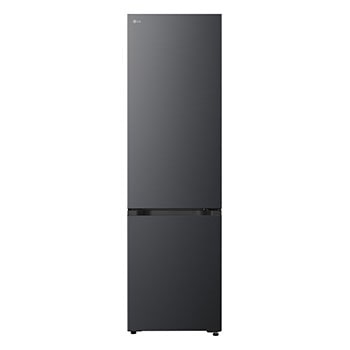 LG bottom freezer (GBBS726CEV) front view in matte black finish