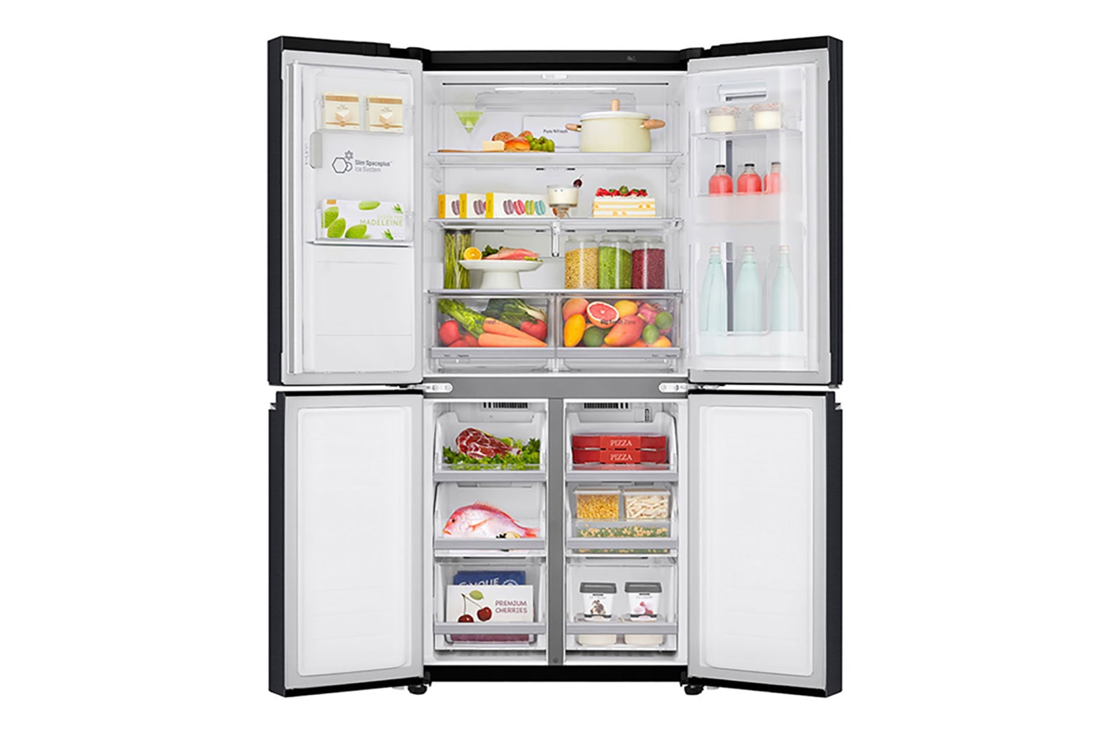 LG Multi-Door mit InstaView Door-in-Door ®  | Eis-, Crushed Ice- und Wasserspender | 508 Liter Kapazität | Energieeffizienzklasse F | Festwasseranschluss | Matte Black Stainless | GMX844MCKV, GMX844MCKV