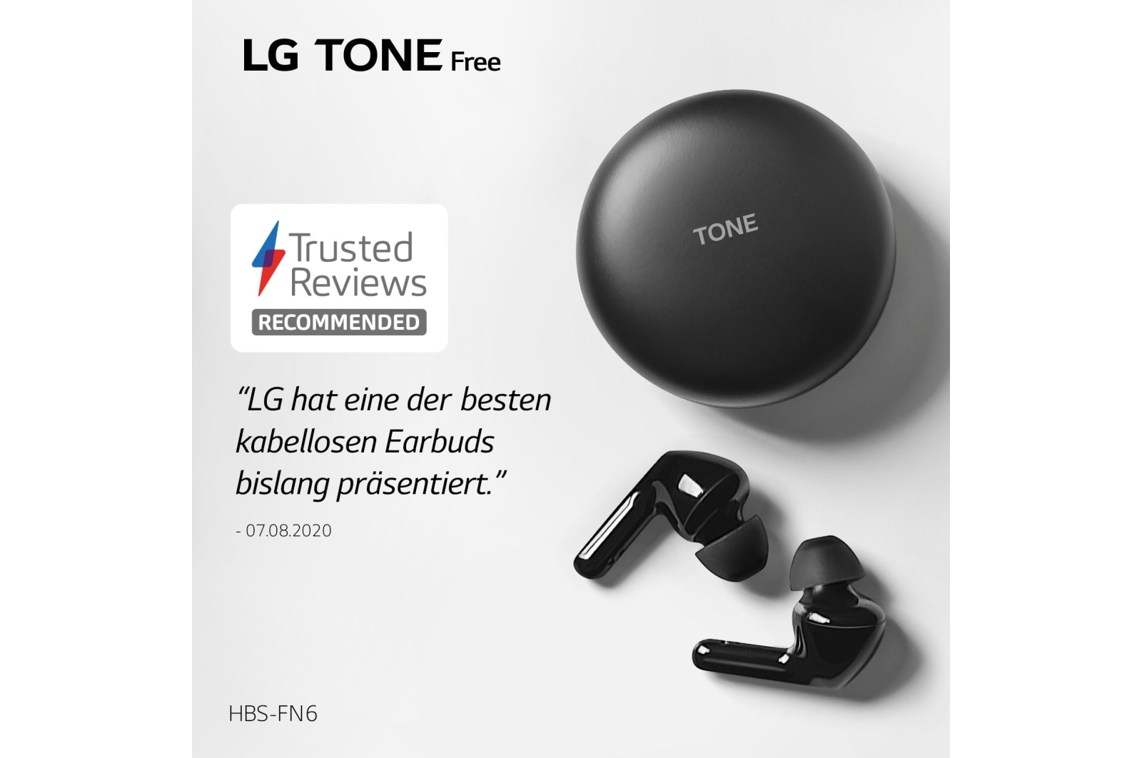 LG TONE Free FN6 | schwarz | Wireless Earbuds mit MERIDIAN-Sound, HBS-FN6