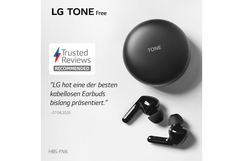 LG TONE Free FN6 | schwarz | Wireless Earbuds mit MERIDIAN-Sound, HBS-FN6