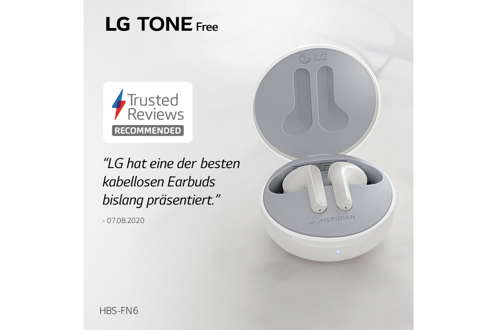 LG TONE Free FN6 | weiß | Wireless Earbuds mit MERIDIAN-Sound, HBS-FN6 White