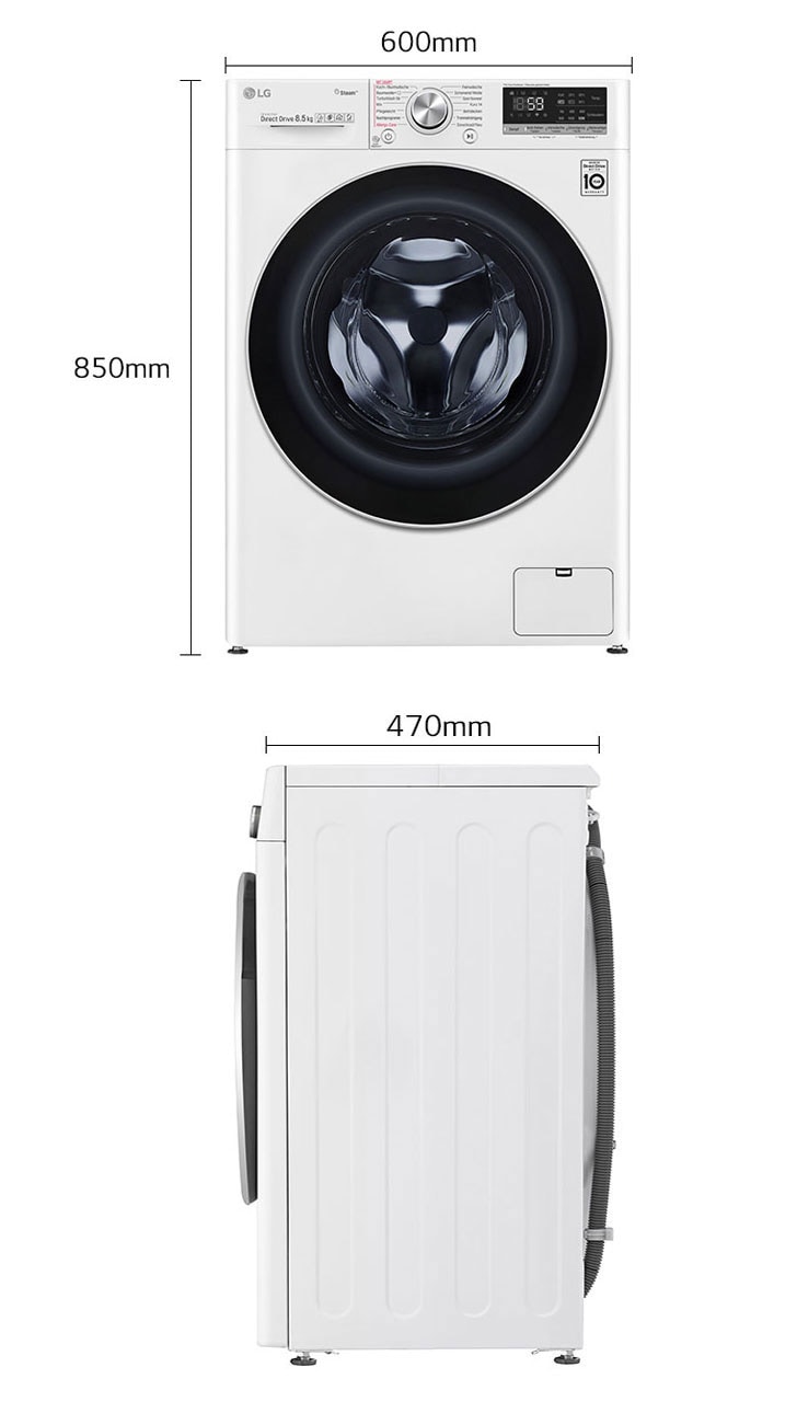 SLIM Waschmaschine | 8,5kg | F2V7SLIM8 AI Drive™ Direct DE LG | - | Steam+™ TurboWash™ 