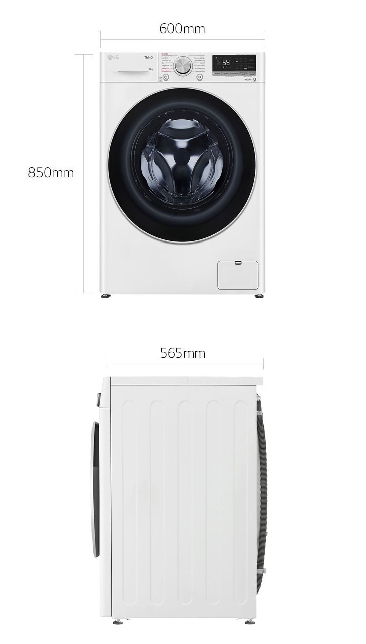Waschmaschine mit 8 kg Kapazität | Energieeffizienzklasse A | 1.400 U./Min.  | Weiß mit schwarzem Bullauge | F4WV7081 - F4WV7081 | LG DE