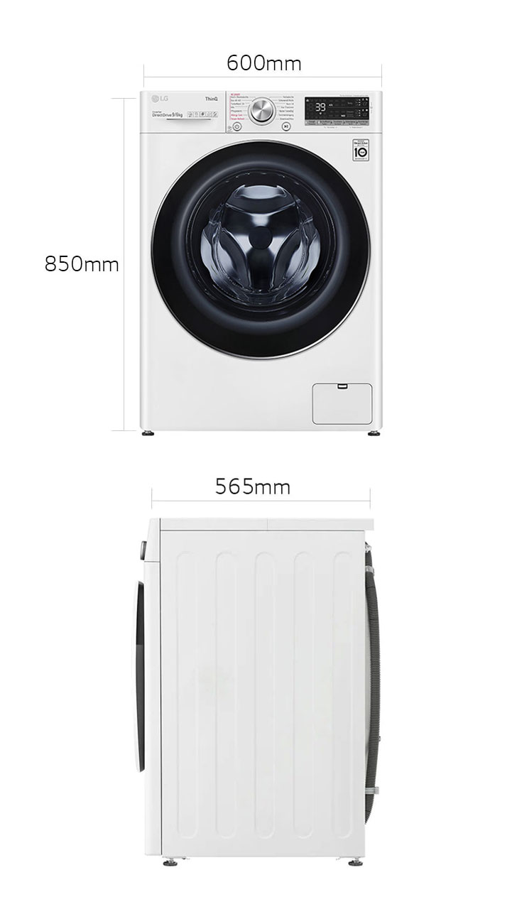 | | 9 1400 kg Waschen | Bullaugenring LG Waschtrockner mit | V7WD96AT2 DE 6 - U/Min. mit Chrome | kg Trocknen Weiß V7WD96AT2