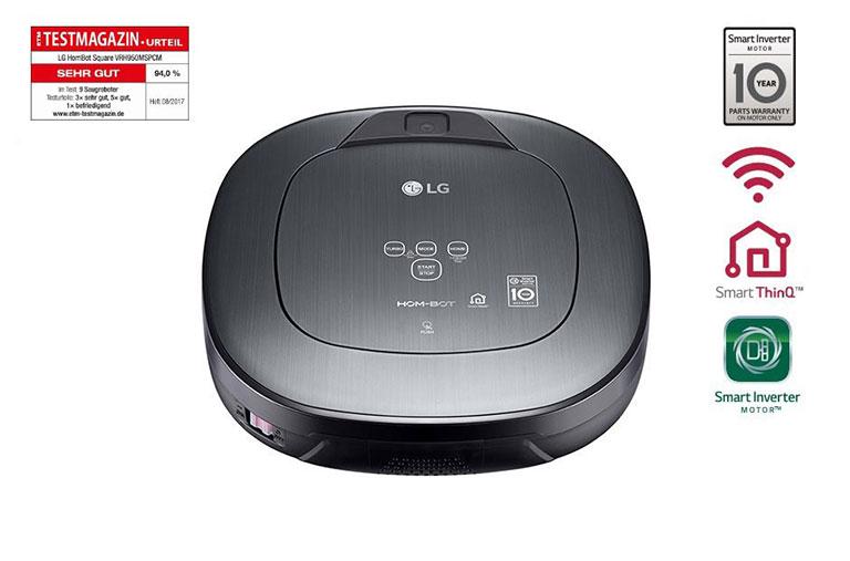 LG  HomBot Square mit Home View™ und Home Guard™, intelligente Reinigung und Raumüberwachung, VRH950MSPCM