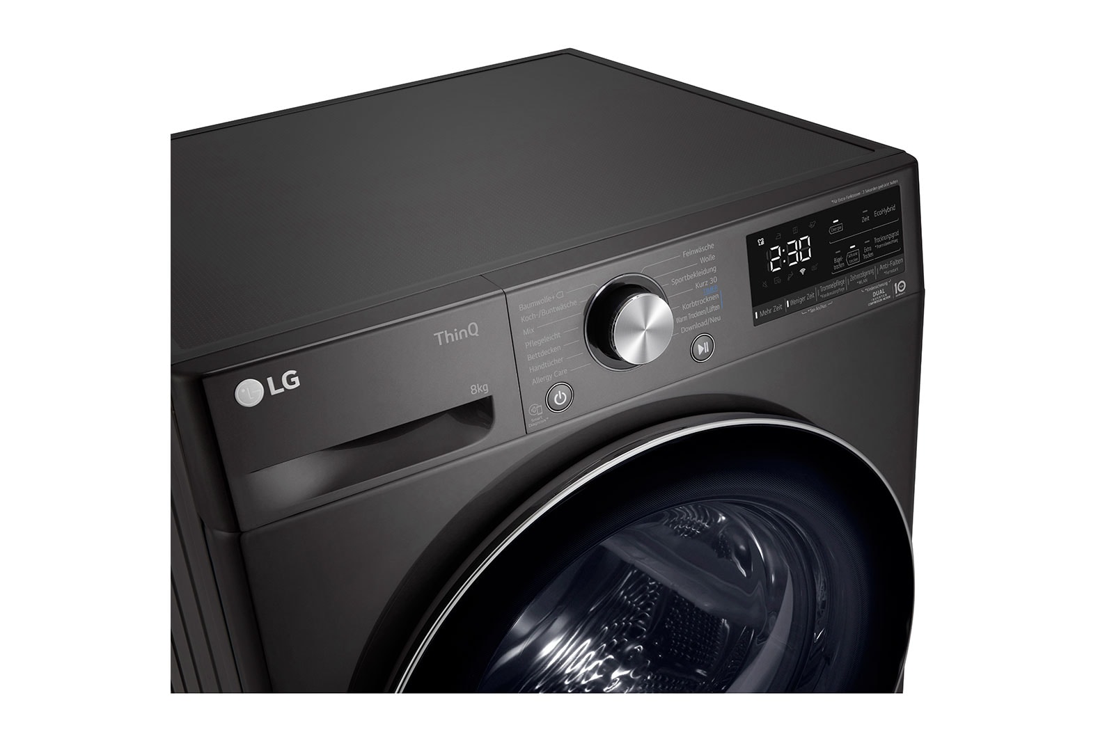 LG Trockner Schwarz (8 kg, EEK A+++) mit Dual Inverter Wärmepumpentechnologie & selbstreinigendem Kondensator I RT80V9B, RT80V9B