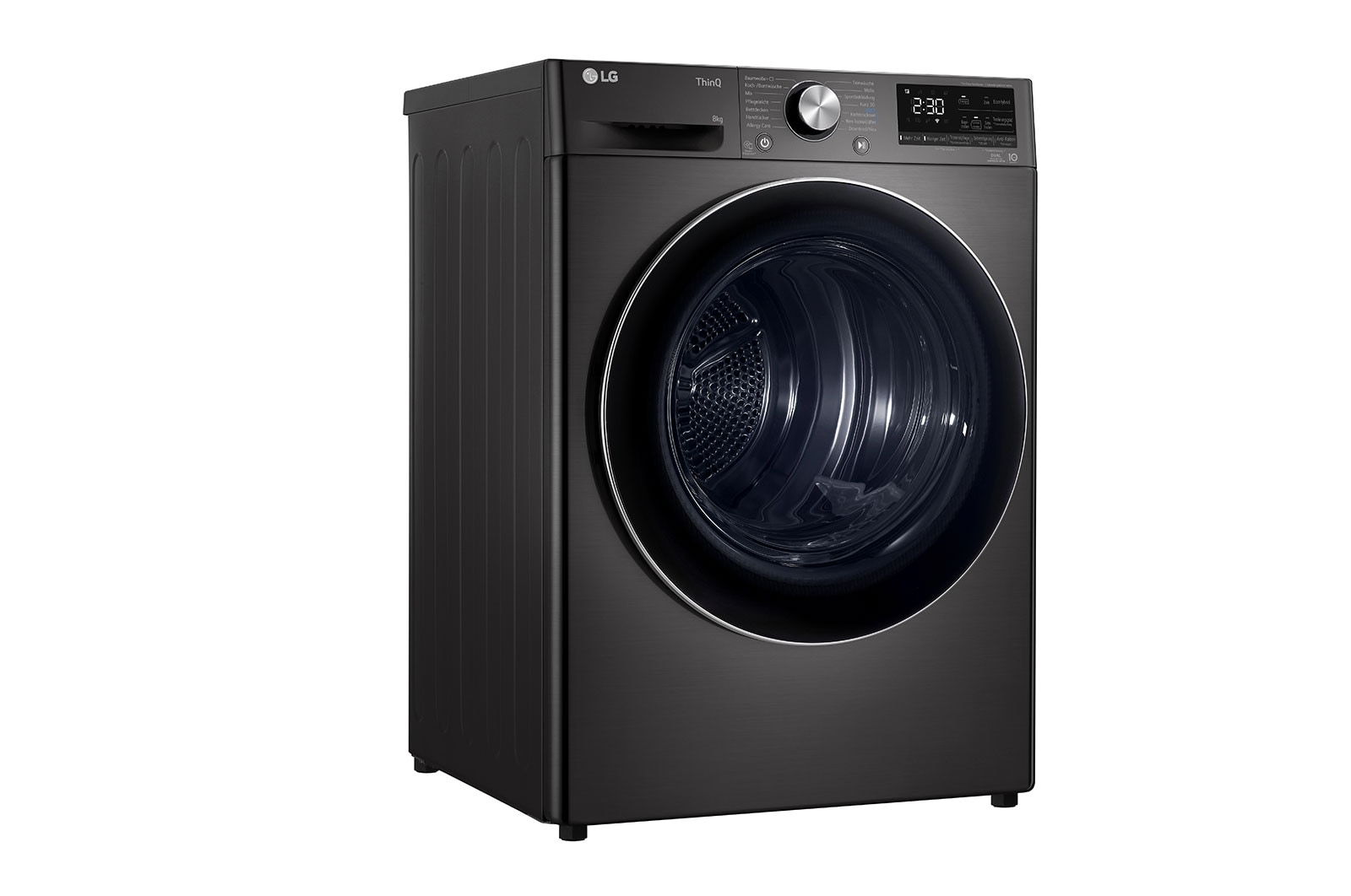 LG Trockner Schwarz (8 kg, EEK A+++) mit Dual Inverter Wärmepumpentechnologie & selbstreinigendem Kondensator I RT80V9B, RT80V9B