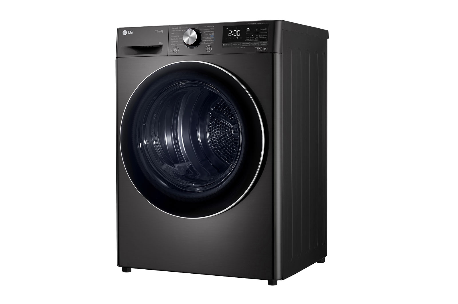 LG Trockner Schwarz (8 kg, EEK A+++) mit Dual Inverter Wärmepumpentechnologie & selbstreinigendem Kondensator I RT80V9B, RT80V9B