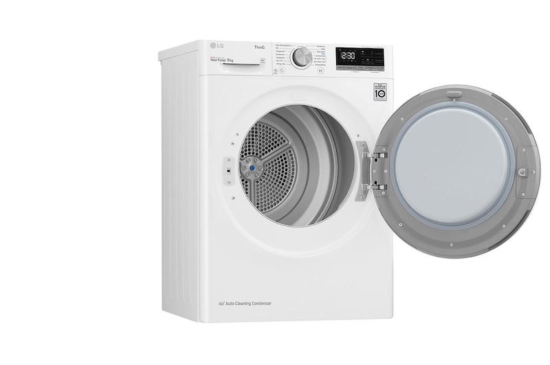 LG Trockner mit Dual Inverter Wärmepumpentechnologie | Automatisch selbstreinigender Kondensator | 8 kg Fassungsvermögen | Wi-Fi-Funktion | Energieeffizienzklasse A++, V3RT8