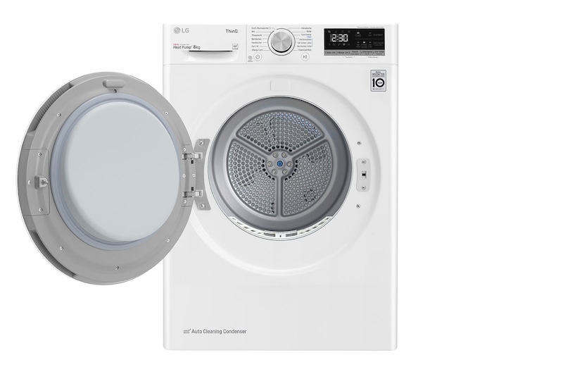 LG Trockner Weiß (D, 8 kg) mit Dual Inverter Wärmepumpentechnologie & selbstreinigendem Kondensator I V3RT8N, V3RT8N