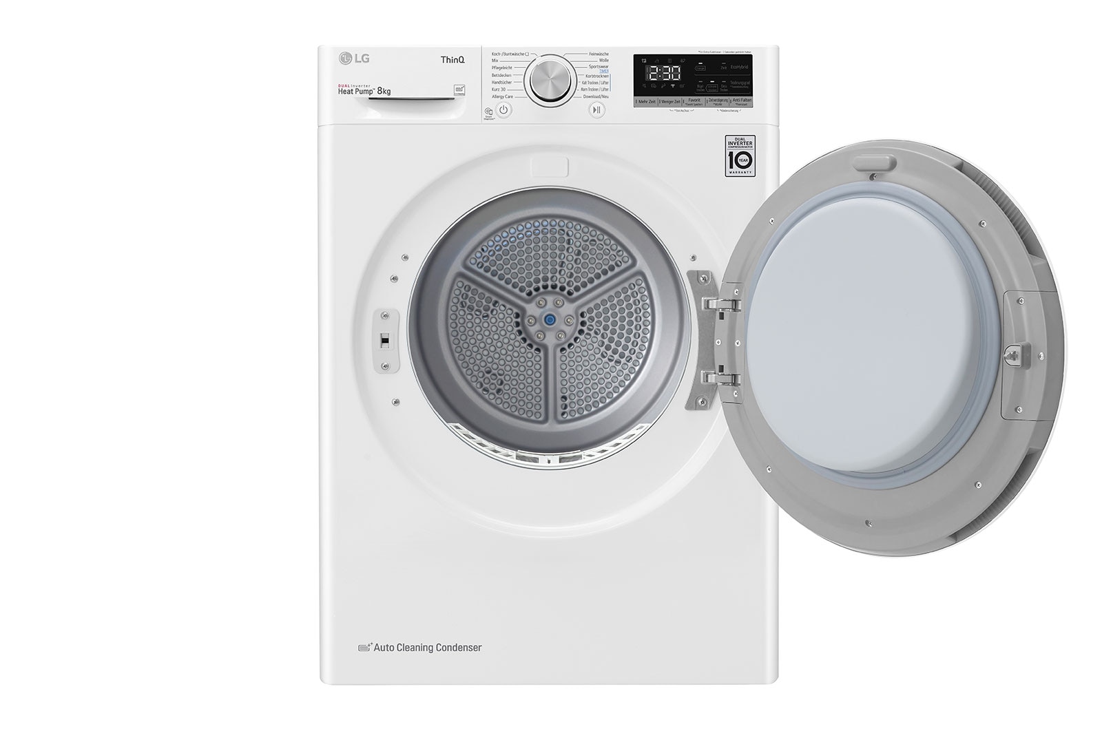 LG Trockner Weiß (D, 8 kg) mit Dual Inverter Wärmepumpentechnologie & selbstreinigendem Kondensator I V3RT8N, V3RT8N