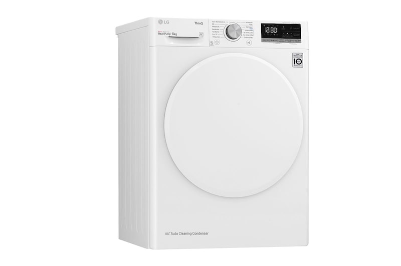 LG Trockner Weiß (D, 8 kg) mit Dual Inverter Wärmepumpentechnologie & selbstreinigendem Kondensator I V3RT8N, V3RT8N