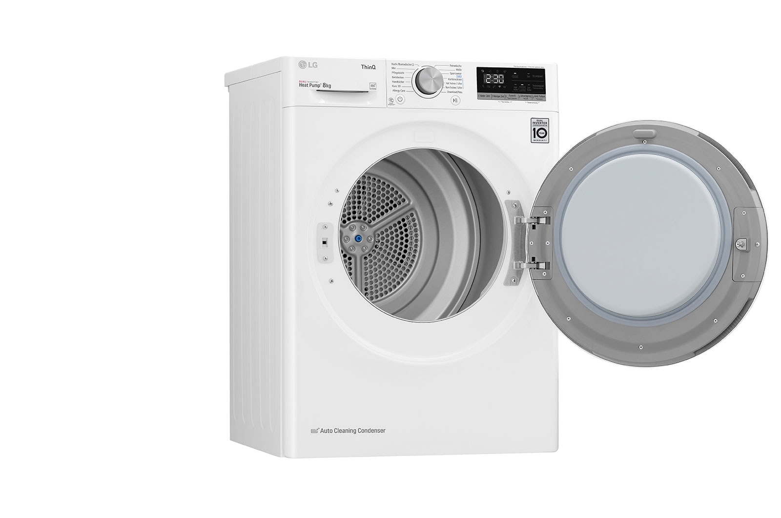 LG Trockner Weiß (D, 8 kg) mit Dual Inverter Wärmepumpentechnologie & selbstreinigendem Kondensator I V3RT8N, V3RT8N