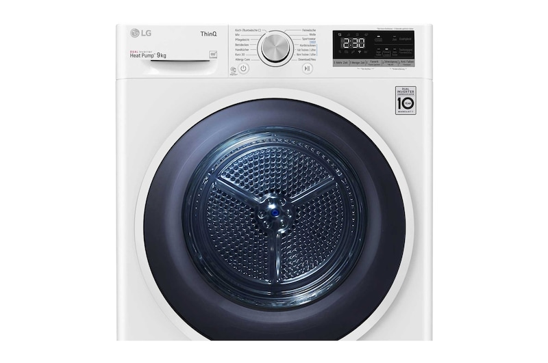 LG Trockner mit Dual Inverter Wärmepumpentechnologie & Sicherheitsglastür | Automatisch selbstreinigender Kondensator | 9 kg Fassungsvermögen | Wi-Fi-Funktion | Energieeffizienzklasse A++, V5RT9