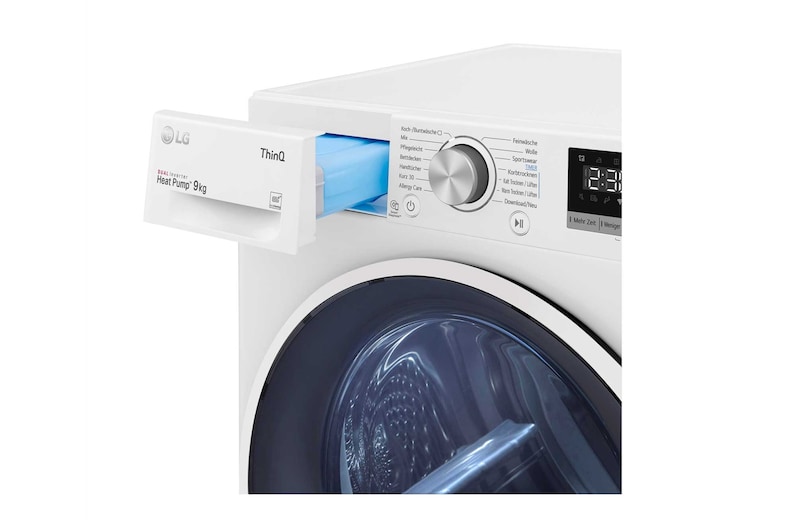 LG Trockner mit Dual Inverter Wärmepumpentechnologie & Sicherheitsglastür | Automatisch selbstreinigender Kondensator | 9 kg Fassungsvermögen | Wi-Fi-Funktion | Energieeffizienzklasse A++, V5RT9